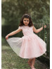 Cap Sleeves Lace Tulle Keyhole Back Fancy Flower Girl Dress Cap Sleeves Lace Tulle Keyhole Back Fancy Flower Girl Dress